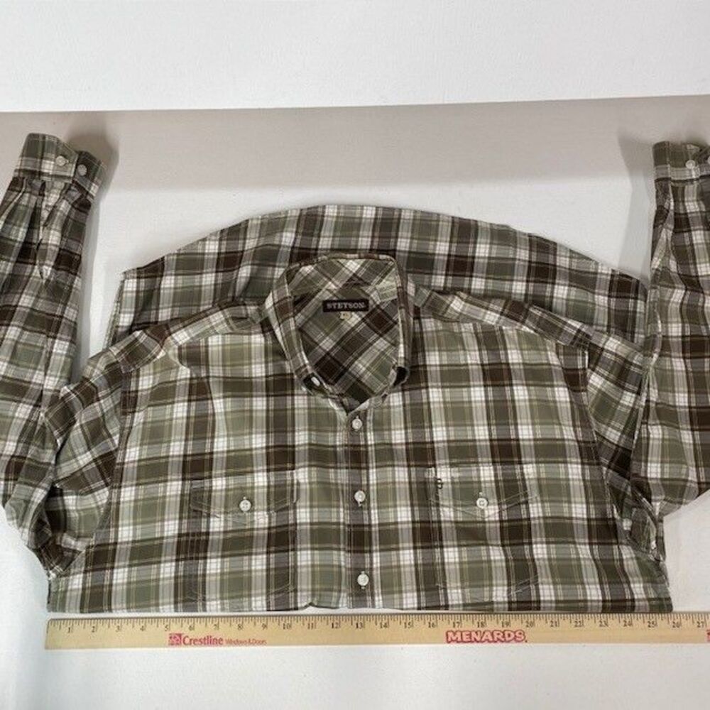 Stetson Men's Classic Plaid Button Down Shirt Dual Chest Pockets Casual XL - Picture 8 of 11